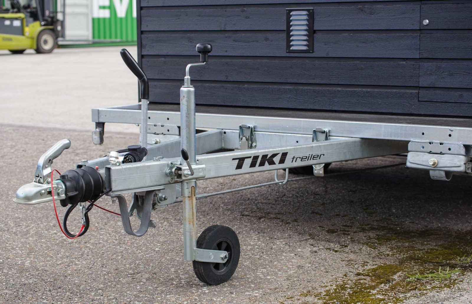 Mobile sauna trailer hitched and ready for transport